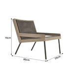 SOLARA Outdoor Rattan Lounge Sofa Waterproof Fabric Aluminium Legs Teak Frame for Patio Terrace Villa