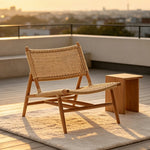 SOLARA Outdoor Teak Lounge Armchair Burmese Teak Polypropylene Rope for Patio Balcony Garden