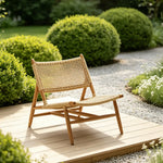 SOLARA Outdoor Teak Lounge Armchair Burmese Teak Polypropylene Rope for Patio Balcony Garden