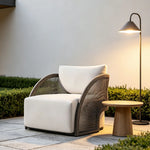 SOLARA Single Swivel Rattan Sofa Curved Backrest High-Rebound Cushion for Patio Terrace Indoor Outdoor Use