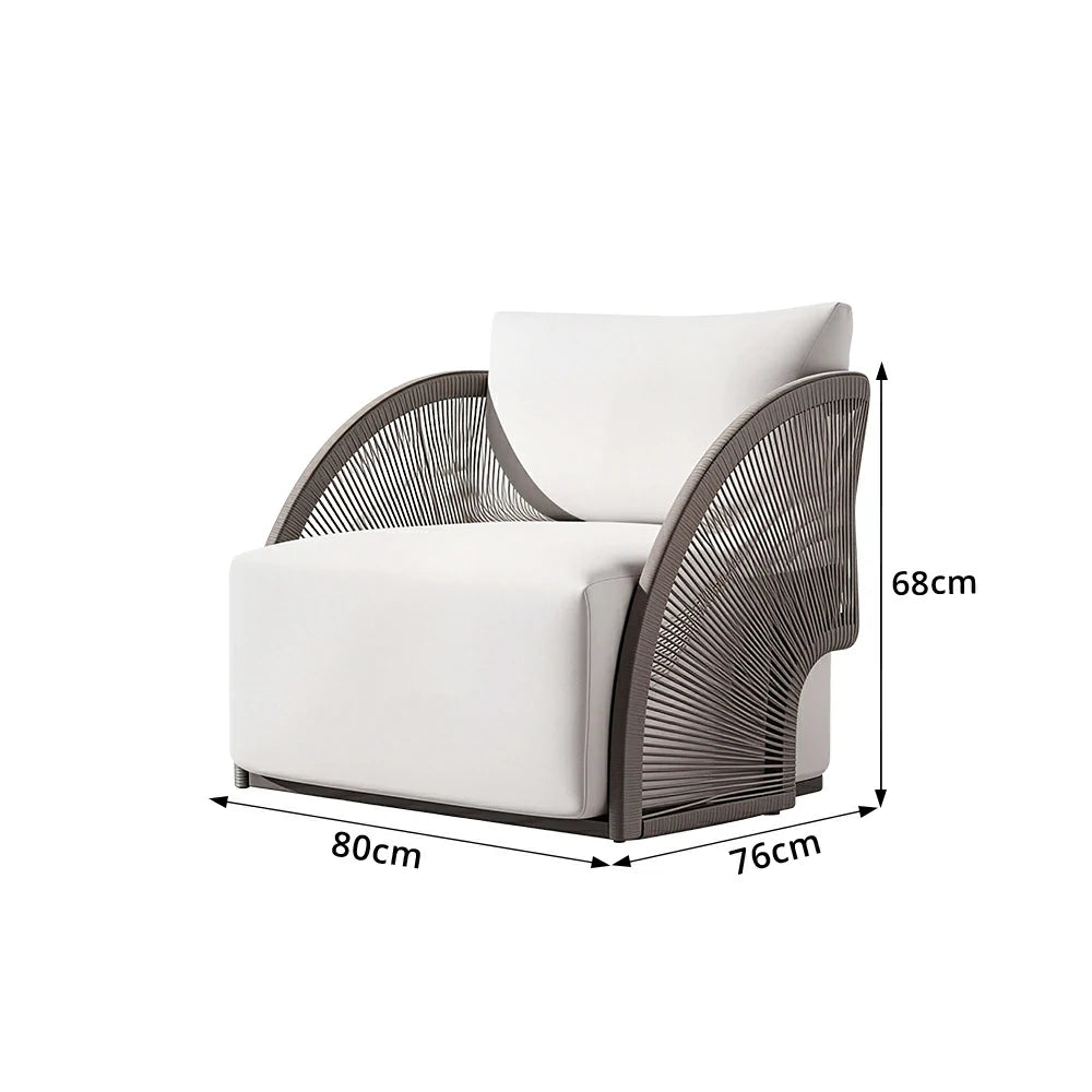 SOLARA Single Swivel Rattan Sofa Curved Backrest High-Rebound Cushion for Patio Terrace Indoor Outdoor Use