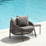 SOLARA Nordic Outdoor Rattan Lounge Chair PE Rattan Thickened Aluminium Frame for Patio Balcony Garden - Black