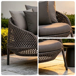SOLARA Nordic Outdoor Rattan Lounge Chair PE Rattan Thickened Aluminium Frame for Patio Balcony Garden - Black