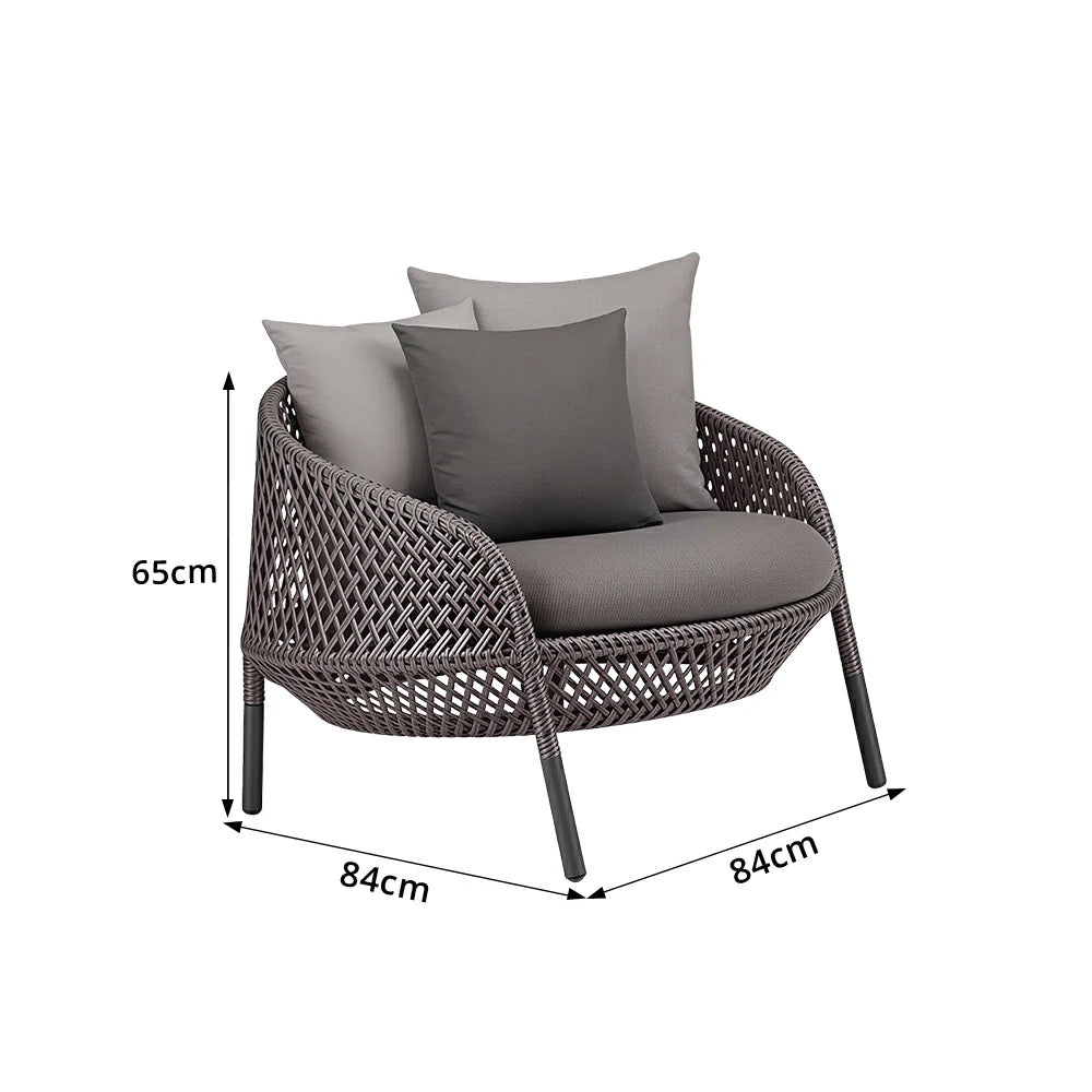 SOLARA Nordic Outdoor Rattan Lounge Chair PE Rattan Thickened Aluminium Frame for Patio Balcony Garden - Black