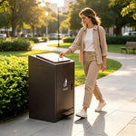 SOLARA Commercial Outdoor Pedal Bin Galvanised Steel Soft-Close Lockable Lid for Parks Streets & Public Areas - Brown