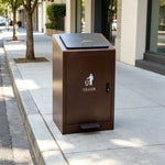 SOLARA Commercial Outdoor Pedal Bin Galvanised Steel Soft-Close Lockable Lid for Parks Streets & Public Areas - Coffee