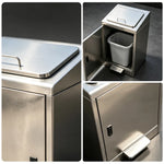 SOLARA Commercial Outdoor Pedal Bin Galvanised Steel Soft-Close Lockable Lid for Parks Streets & Public Areas - Silver