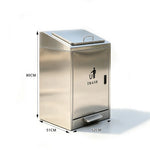 SOLARA Commercial Outdoor Pedal Bin Galvanised Steel Soft-Close Lockable Lid for Parks Streets & Public Areas - Silver