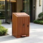 SOLARA Commercial Outdoor Pedal Bin Galvanised Steel Soft-Close Lockable Lid for Parks Streets & Public Areas - Wood
