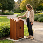 SOLARA Commercial Outdoor Pedal Bin Galvanised Steel Soft-Close Lockable Lid for Parks Streets & Public Areas - Wood
