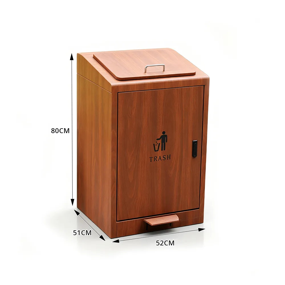 SOLARA Commercial Outdoor Pedal Bin Galvanised Steel Soft-Close Lockable Lid for Parks Streets & Public Areas - Wood