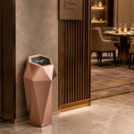 SOLARA Hexagonal Artistic Commercial Waste Bin Stainless Steel Electroplated Anti-Fingerprint Dual-Use Ashtray for Hotel Office Lobby - Pink
