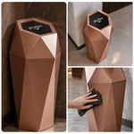 SOLARA Hexagonal Artistic Commercial Waste Bin Stainless Steel Electroplated Anti-Fingerprint Dual-Use Ashtray for Hotel Office Lobby - Pink