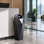 SOLARA Hexagonal Artistic Commercial Waste Bin Stainless Steel Electroplated Anti-Fingerprint Dual-Use Ashtray for Hotel Office Lobby - Black