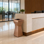 SOLARA Artistic Commercial Waste Bin Stainless Steel Electroplated Anti-Fingerprint Dual-Use Ashtray for Hotel Office Lobby - Gold