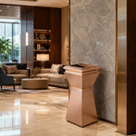 SOLARA Artistic Commercial Waste Bin Stainless Steel Electroplated Anti-Fingerprint Dual-Use Ashtray for Hotel Office Lobby - Gold