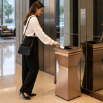 SOLARA Artistic Commercial Waste Bin Stainless Steel Electroplated Anti-Fingerprint Dual-Use Ashtray for Hotel Office Lobby - Gold