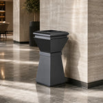 SOLARA Artistic Commercial Waste Bin Stainless Steel Electroplated Anti-Fingerprint Dual-Use Ashtray for Hotel Office Lobby - Black