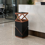 SOLARA Modern Corner Waste Bin Premium Metal Finish Space-Saving Design for Restaurant Club Reception & Commercial Spaces - Black