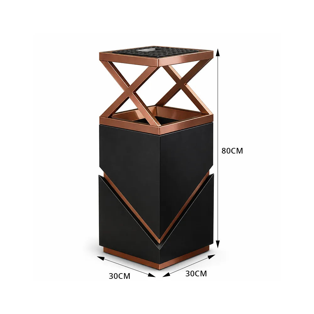 SOLARA Modern Corner Waste Bin Premium Metal Finish Space-Saving Design for Restaurant Club Reception & Commercial Spaces - Black