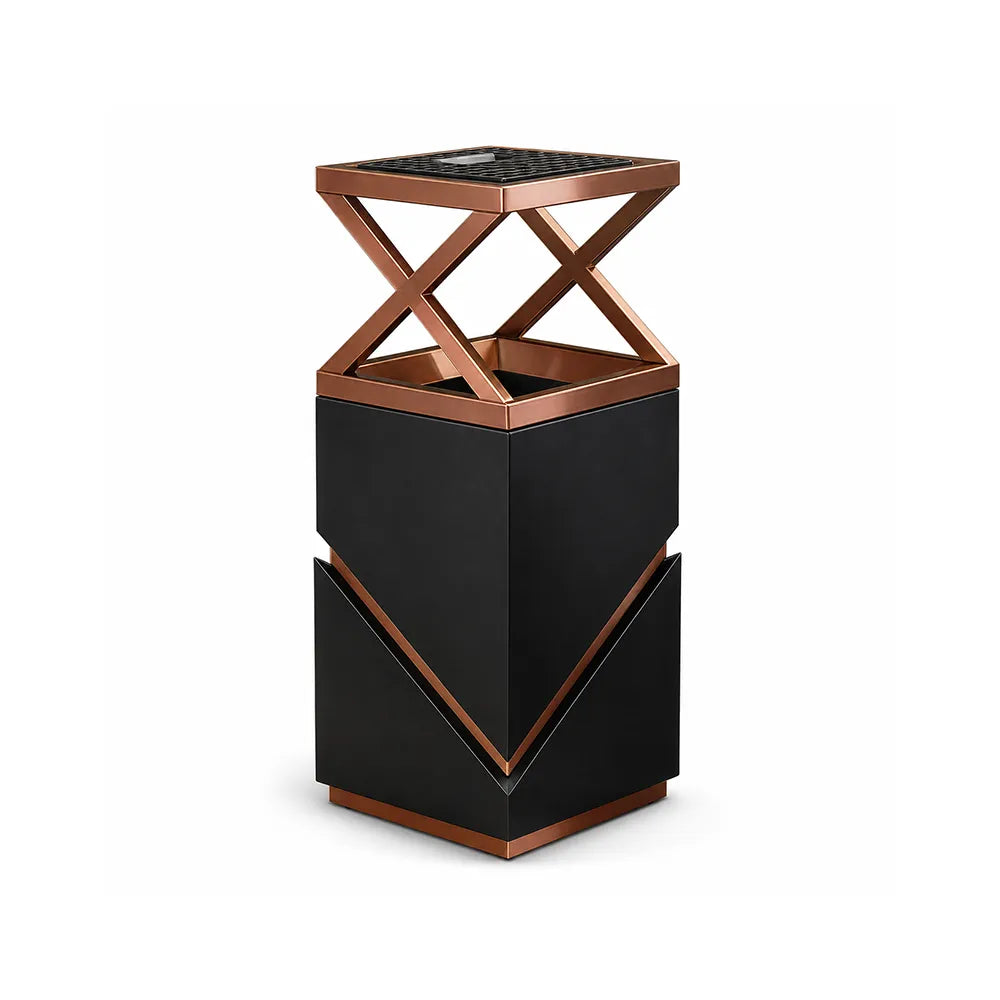 SOLARA Modern Corner Waste Bin Premium Metal Finish Space-Saving Design for Restaurant Club Reception & Commercial Spaces - Black