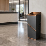 SOLARA Modern Corner Waste Bin Premium Metal Finish Space-Saving Design for Restaurant Club Reception & Commercial Spaces - Black&Gold