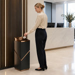 SOLARA Modern Corner Waste Bin Premium Metal Finish Space-Saving Design for Restaurant Club Reception & Commercial Spaces - Black&Gold