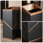 SOLARA Modern Corner Waste Bin Premium Metal Finish Space-Saving Design for Restaurant Club Reception & Commercial Spaces - Black&Gold