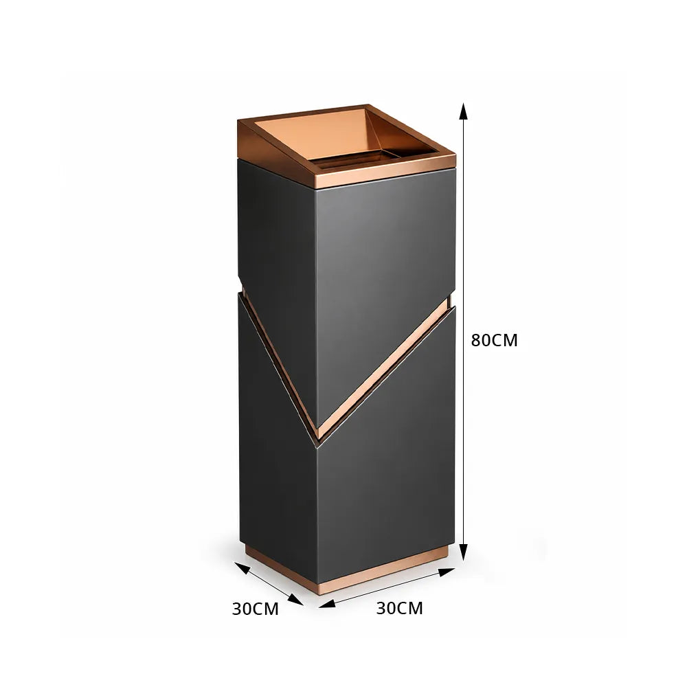 SOLARA Modern Corner Waste Bin Premium Metal Finish Space-Saving Design for Restaurant Club Reception & Commercial Spaces - Black&Gold