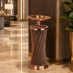 SOLARA Open-Top Artistic Commercial Waste Bin Stainless Steel Electroplated Anti-Fingerprint Dual-Use Ashtray for Hotel Office Lobby - Pink