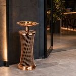 SOLARA Open-Top Artistic Commercial Waste Bin Stainless Steel Electroplated Anti-Fingerprint Dual-Use Ashtray for Hotel Office Lobby - Pink