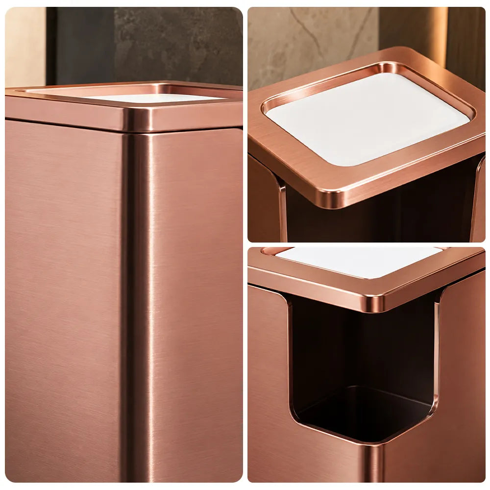 SOLARA Corner Waste Bin Premium Metal Finish Space-Saving Design for Restaurant Club Reception & Commercial Spaces