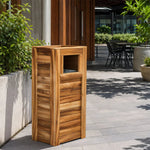 SOLARA Outdoor Solid Wood Waste Bin Anti-Corrosion Pine Removable Inner Bin Without Ashtray Lid for Garden Park & Patio - Wood