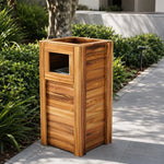 SOLARA Outdoor Solid Wood Waste Bin Anti-Corrosion Pine Removable Inner Bin Without Ashtray Lid for Garden Park & Patio - Wood
