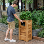 SOLARA Outdoor Solid Wood Waste Bin Anti-Corrosion Pine Removable Inner Bin Without Ashtray Lid for Garden Park & Patio - Wood