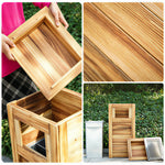 SOLARA Outdoor Solid Wood Waste Bin Anti-Corrosion Pine Removable Inner Bin Without Ashtray Lid for Garden Park & Patio - Wood