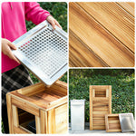 SOLARA Outdoor Solid Wood Waste Bin Anti-Corrosion Pine Removable Inner Bin with Ashtray Lid for Garden Park & Patio - Wood