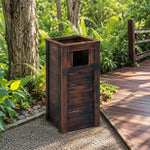 SOLARA Outdoor Solid Wood Waste Bin Anti-Corrosion Pine Removable Inner Bin Without Ashtray Lid for Garden Park & Patio - Brown