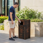 SOLARA Outdoor Solid Wood Waste Bin Anti-Corrosion Pine Removable Inner Bin Without Ashtray Lid for Garden Park & Patio - Brown