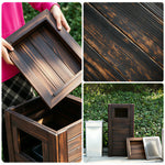 SOLARA Outdoor Solid Wood Waste Bin Anti-Corrosion Pine Removable Inner Bin Without Ashtray Lid for Garden Park & Patio - Brown