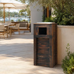SOLARA Outdoor Solid Wood Waste Bin Anti-Corrosion Pine Removable Inner Bin with Ashtray Lid for Garden Park & Patio - Brown