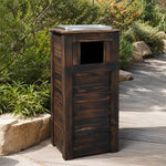 SOLARA Outdoor Solid Wood Waste Bin Anti-Corrosion Pine Removable Inner Bin with Ashtray Lid for Garden Park & Patio - Brown
