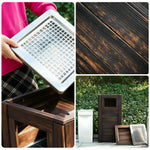 SOLARA Outdoor Solid Wood Waste Bin Anti-Corrosion Pine Removable Inner Bin with Ashtray Lid for Garden Park & Patio - Brown