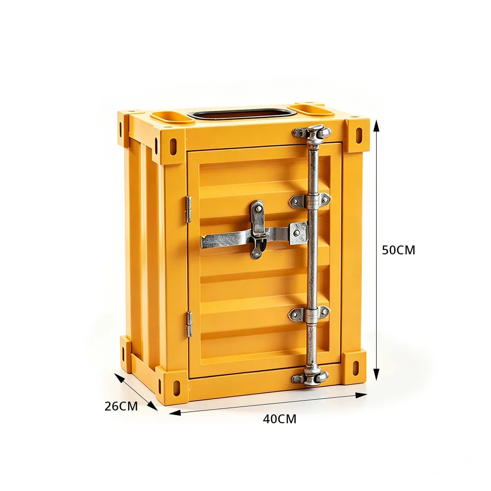 SOLARA Container-Style Waste Bin Iron Construction Detachable Ashtray Removable Inner Bin for Cafe Bar Restaurant & Studio - Yellow