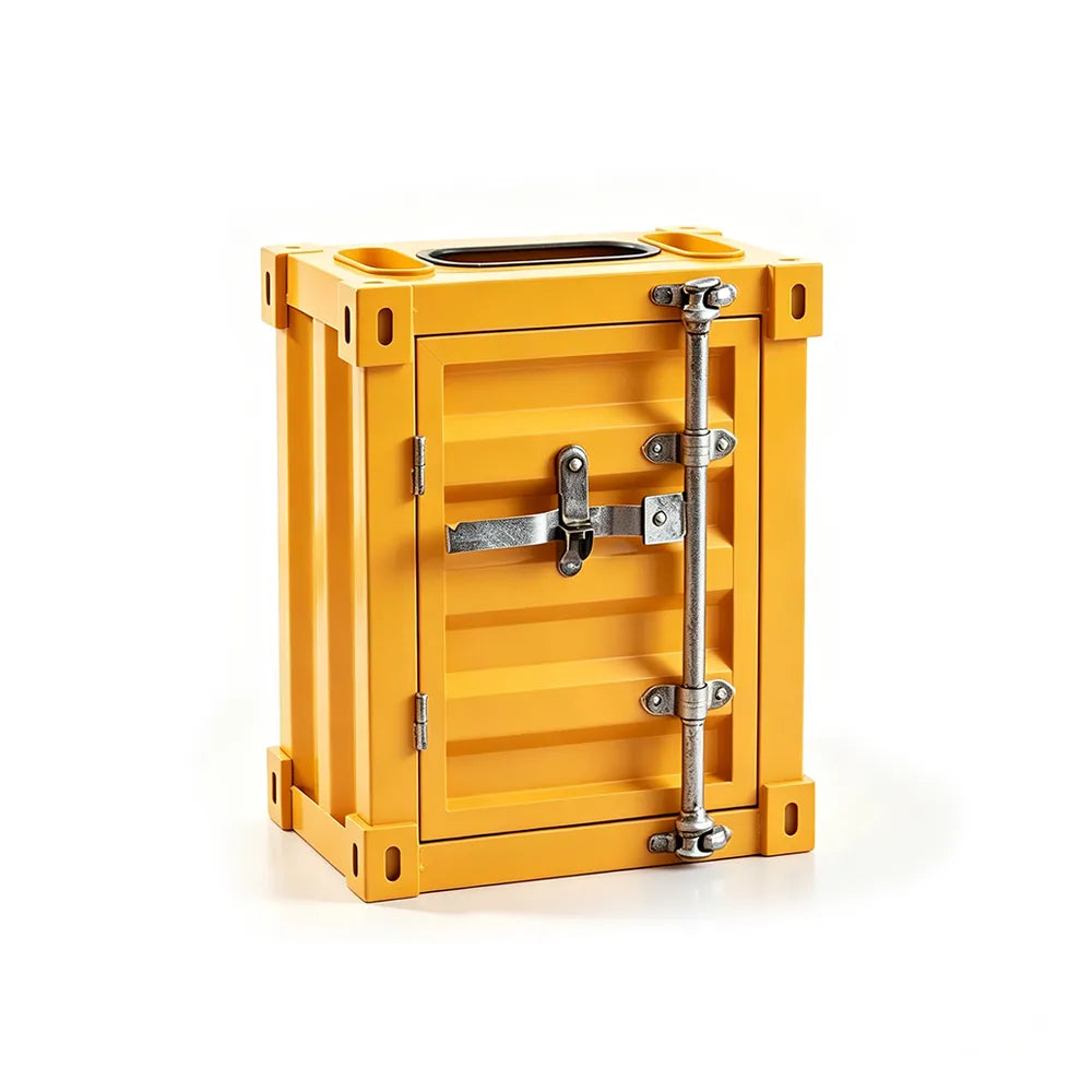 SOLARA Container-Style Waste Bin Iron Construction Detachable Ashtray Removable Inner Bin for Cafe Bar Restaurant & Studio - Yellow