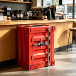 SOLARA Container-Style Waste Bin Iron Construction Detachable Ashtray Removable Inner Bin for Cafe Bar Restaurant & Studio - Red