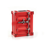 SOLARA Container-Style Waste Bin Iron Construction Detachable Ashtray Removable Inner Bin for Cafe Bar Restaurant & Studio - Red