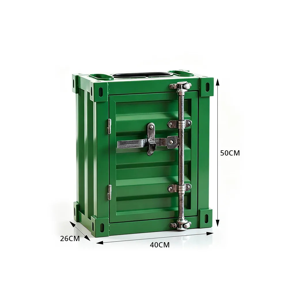 SOLARA Container-Style Waste Bin Iron Construction Detachable Ashtray Removable Inner Bin for Cafe Bar Restaurant & Studio - Green