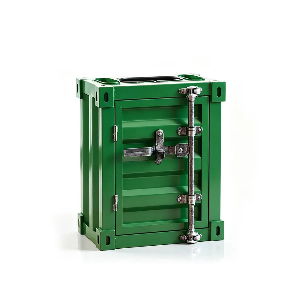 SOLARA Container-Style Waste Bin Iron Construction Detachable Ashtray Removable Inner Bin for Cafe Bar Restaurant & Studio - Green