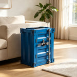 SOLARA Container-Style Waste Bin Iron Construction Detachable Ashtray Removable Inner Bin for Cafe Bar Restaurant & Studio - Blue